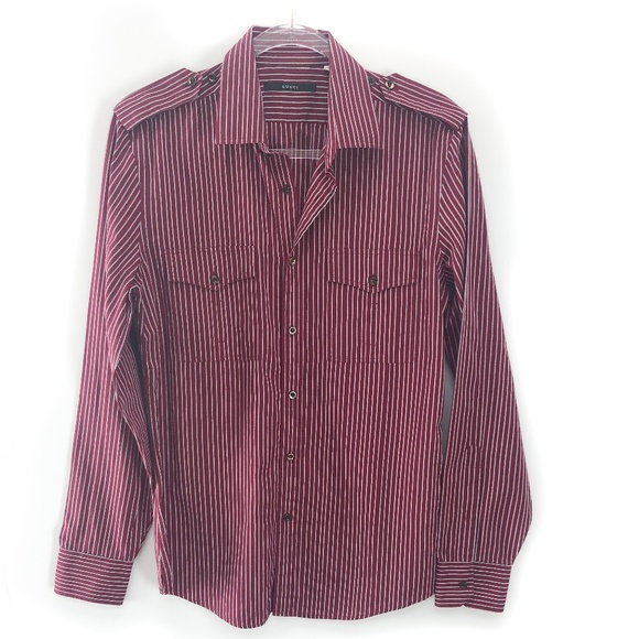 Gucci Other - Gucci Men's Burgundy Striped Dress Shirt